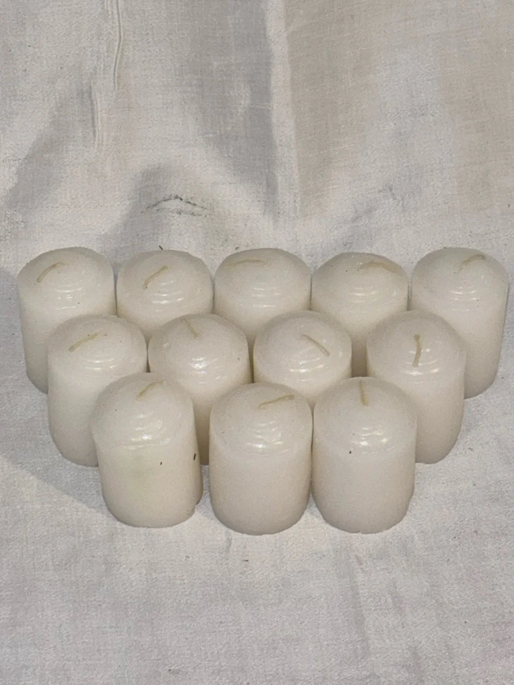 Set of 12 White Ivory Unscented Votive Candles 2” Small Pillar Wedding Decor